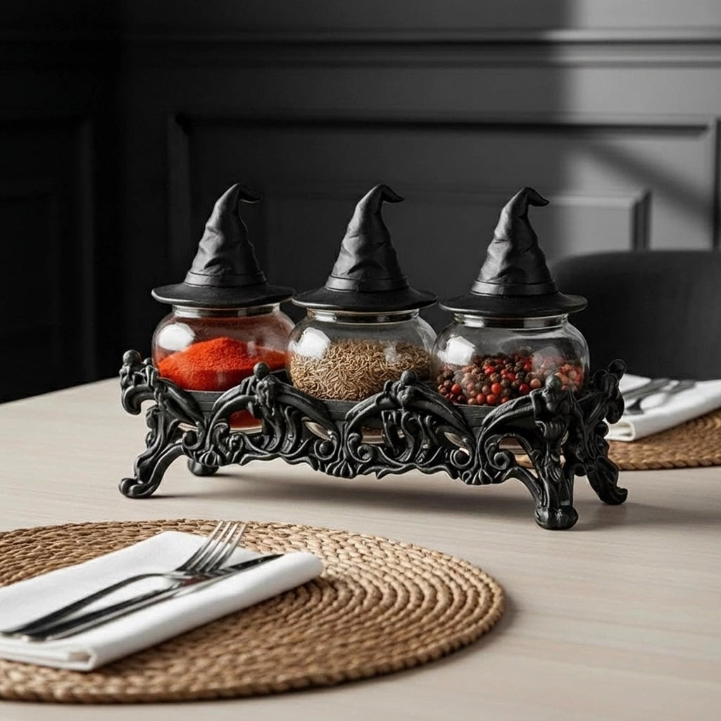 Enchanted Gothic Witch Spice Jar & Herb Container Set 🖤🔮