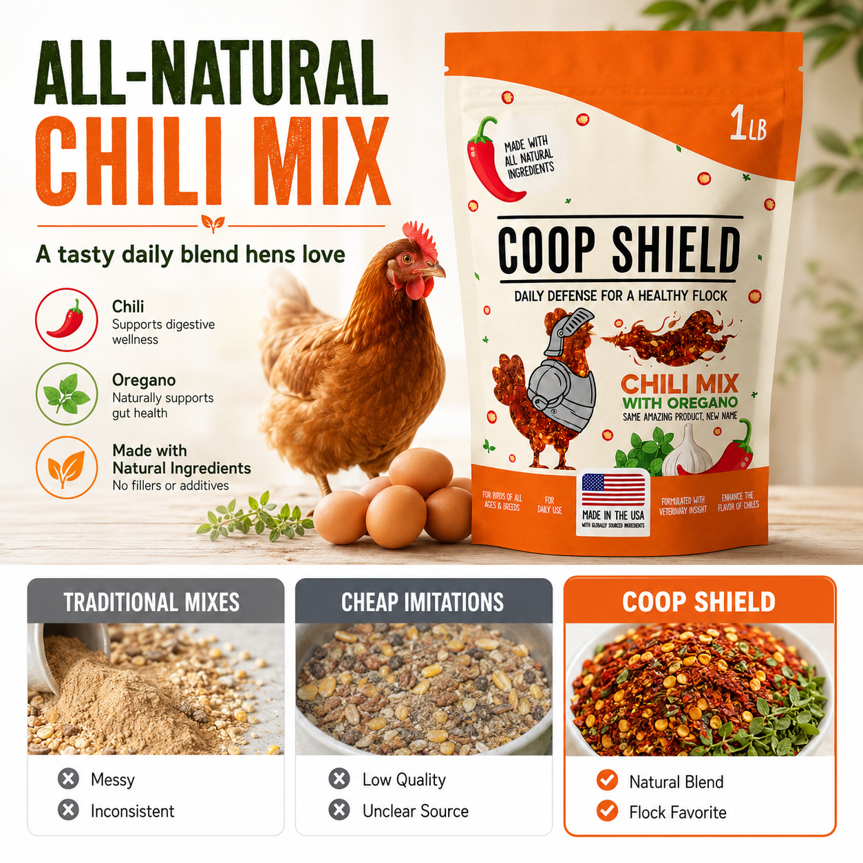 🐔🛡️Chicken De-Wormer Chili Mix with Oregano | Daily Flock Protection