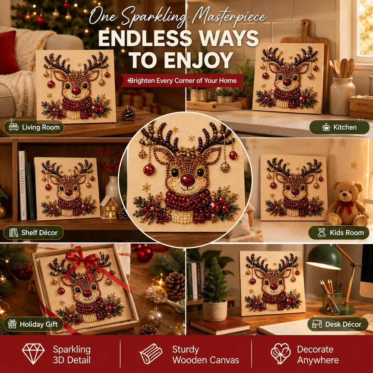 DIY Christmas Reindeer Framed Pearl Painting Kit🎁