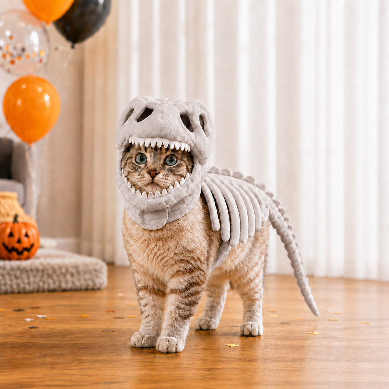🦖 Glow-in-the-Dark Dino Skeleton Pet Costume