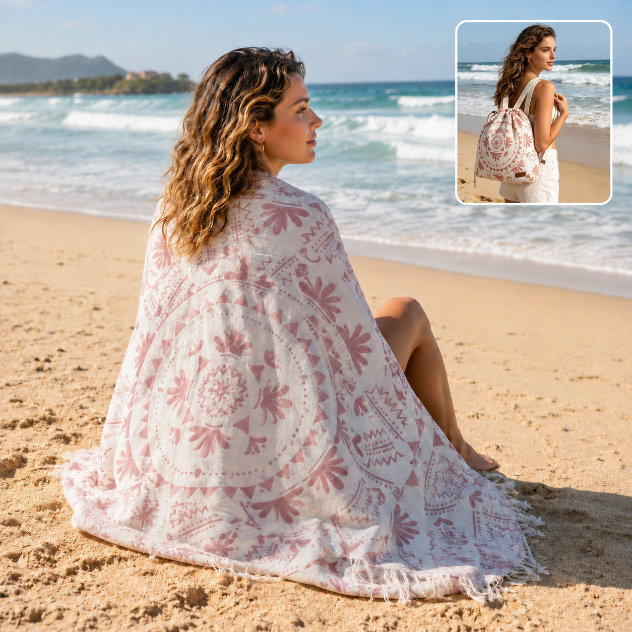 🏖️2-in-1 Convertible Towel & Backpack with Inner Zip Pocket & Sand-Repelling Fabric