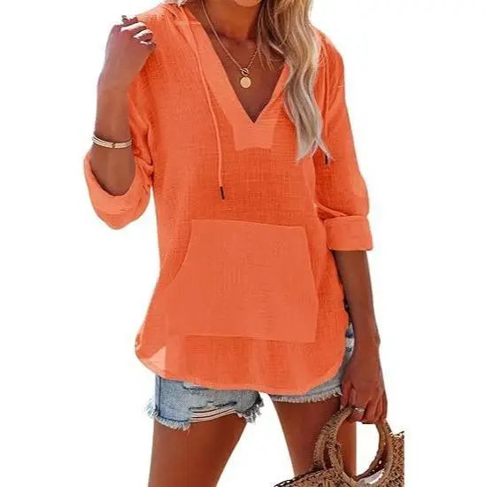 Women's V-Neck Beach Cover-Up Hoodie ๐๏ธ๐