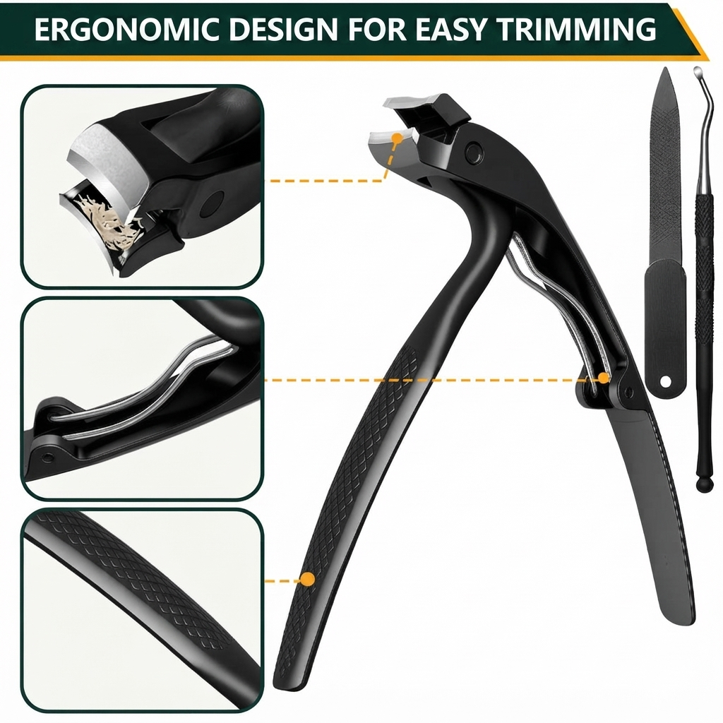 🎉 2026 Sale — Over 50,000 Sold! ✂️ Black Curved Nail Clipper – Ergonomic & Easy for Seniors 🖤