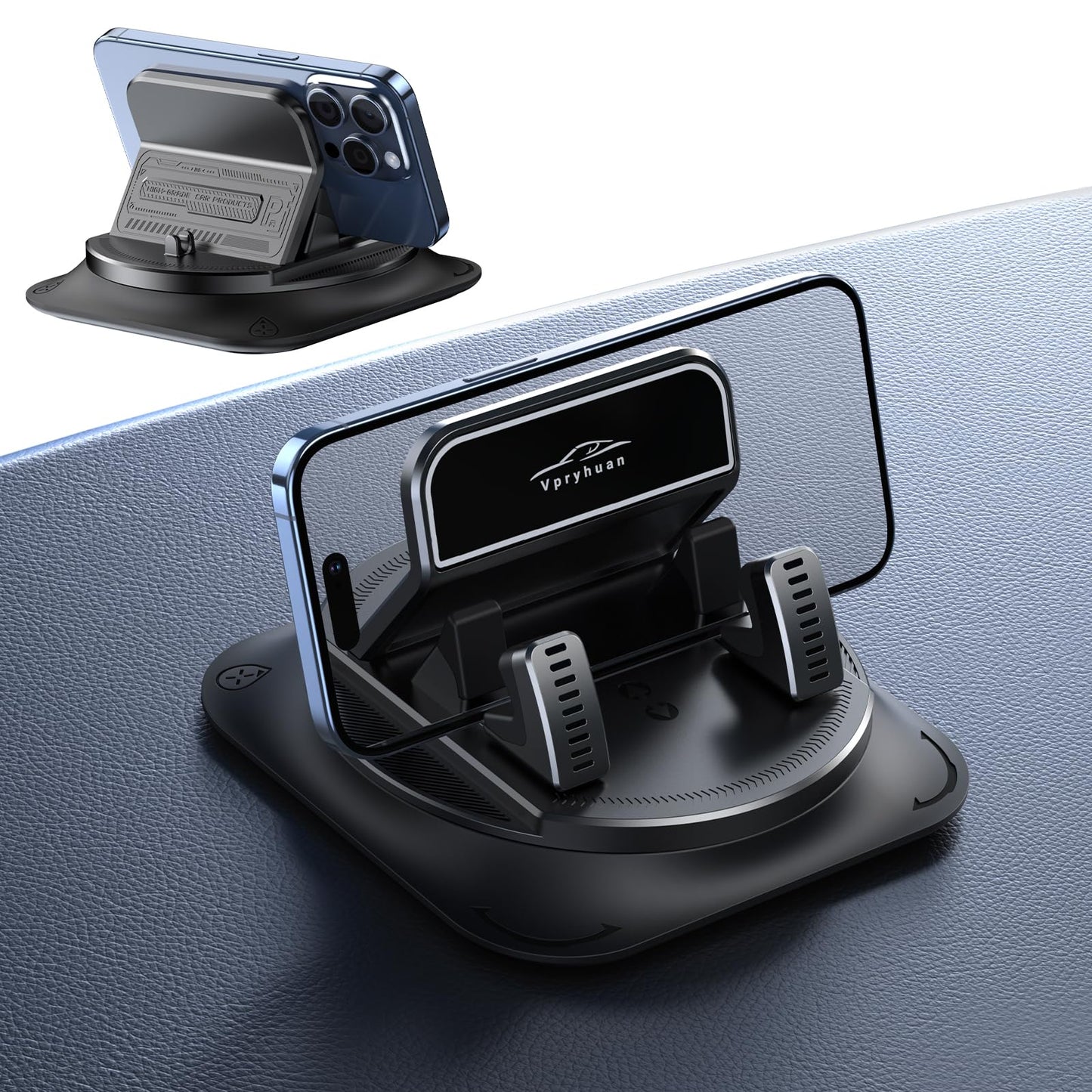 360 Degree Rotation Dashboard Phone Holder for Car, Anti-Slip Grips & One-Hand Operation