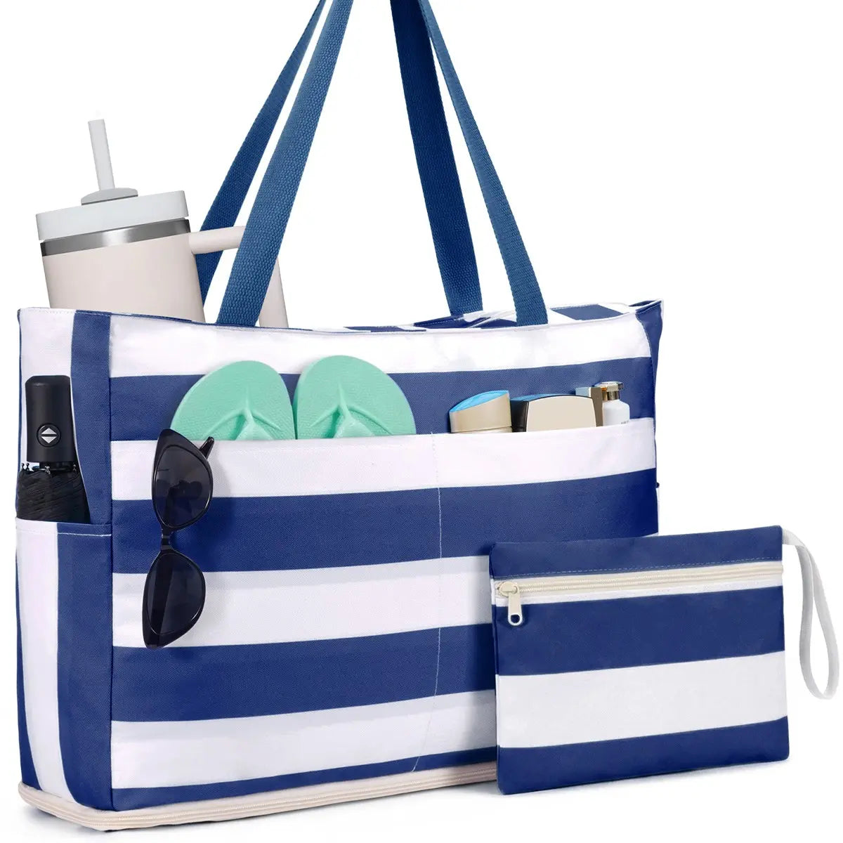Large Waterproof Sandproof Beach Tote Bag with Zipper