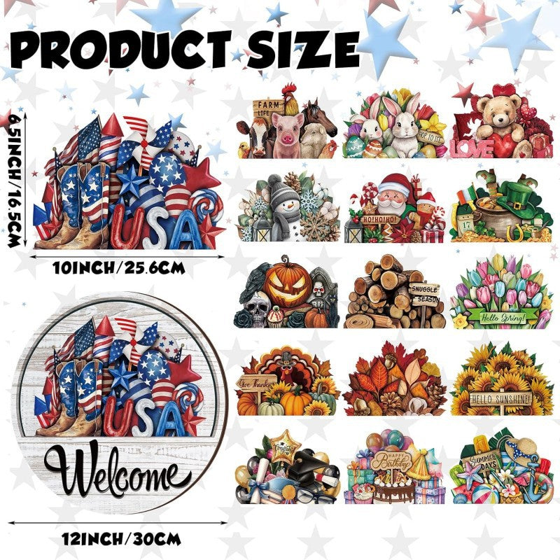 🏡 16-Piece Interchangeable Welcome Sign for Front Door – Seasonal Door Decor