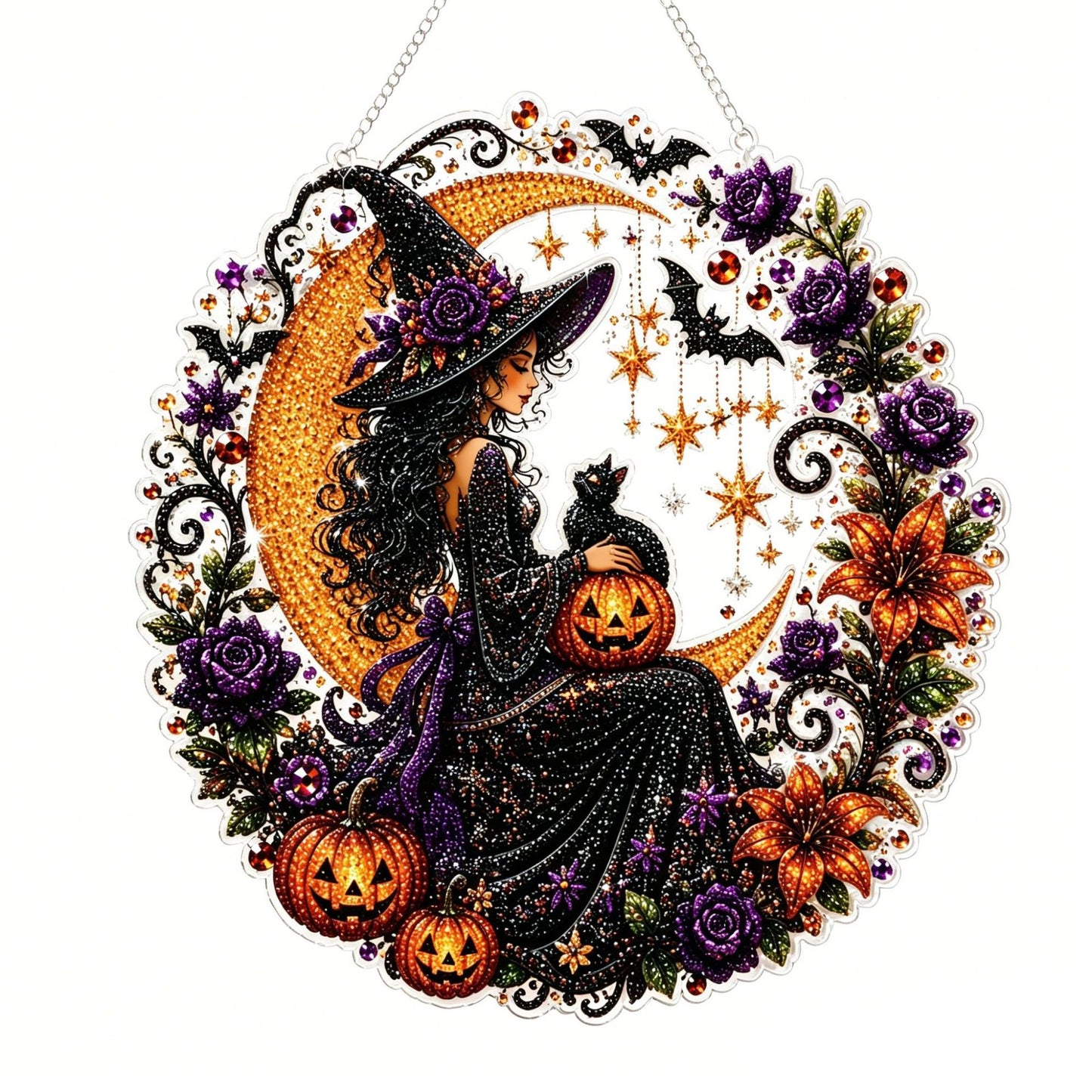 🧙♀️🎃DIY Halloween Witch Friendship Diamond Art Window Suncatcher
