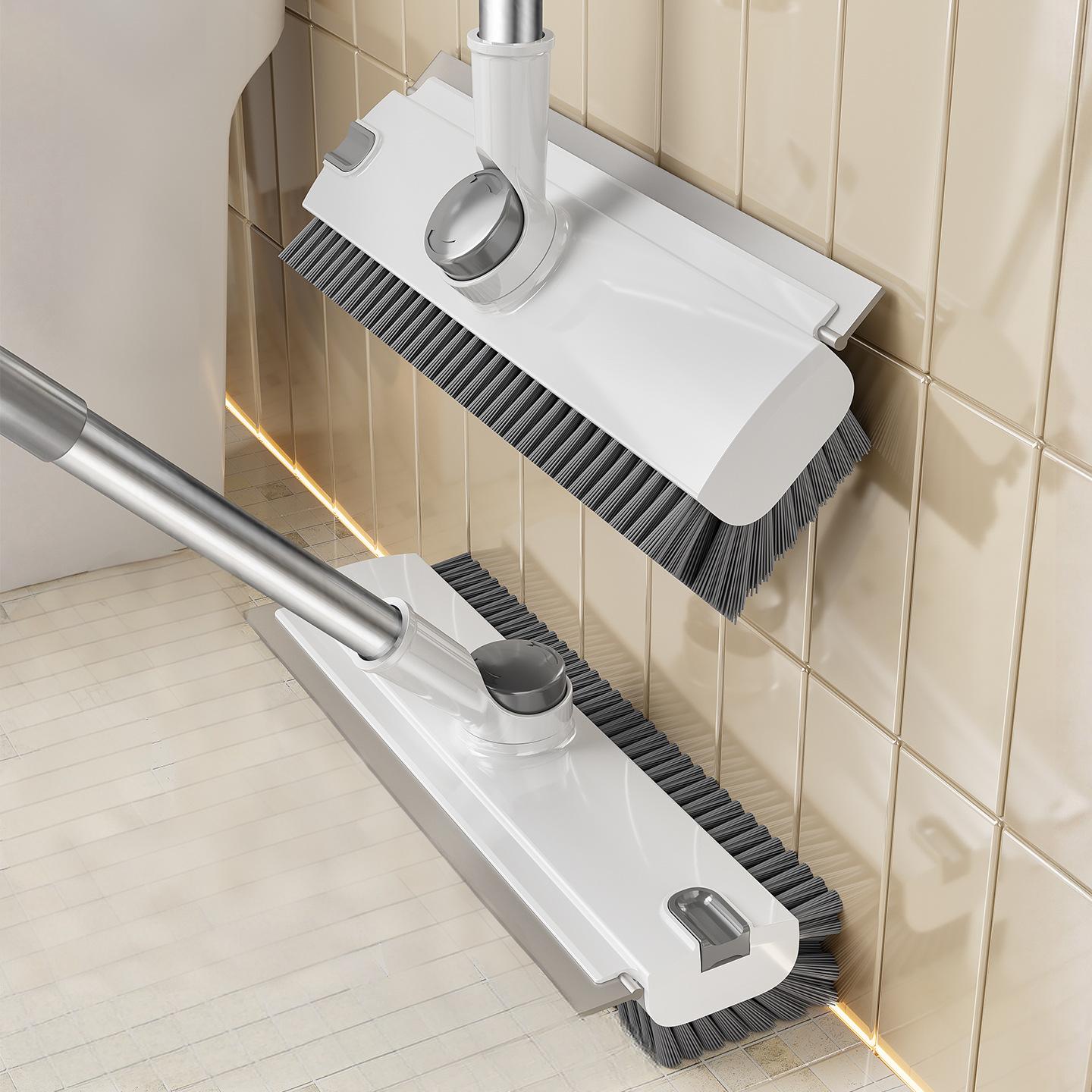 🧹 No-Bend Cleaning | 4-in-1 Adjustable Long Handle Floor Scrub Brush & Squeegee ✨
