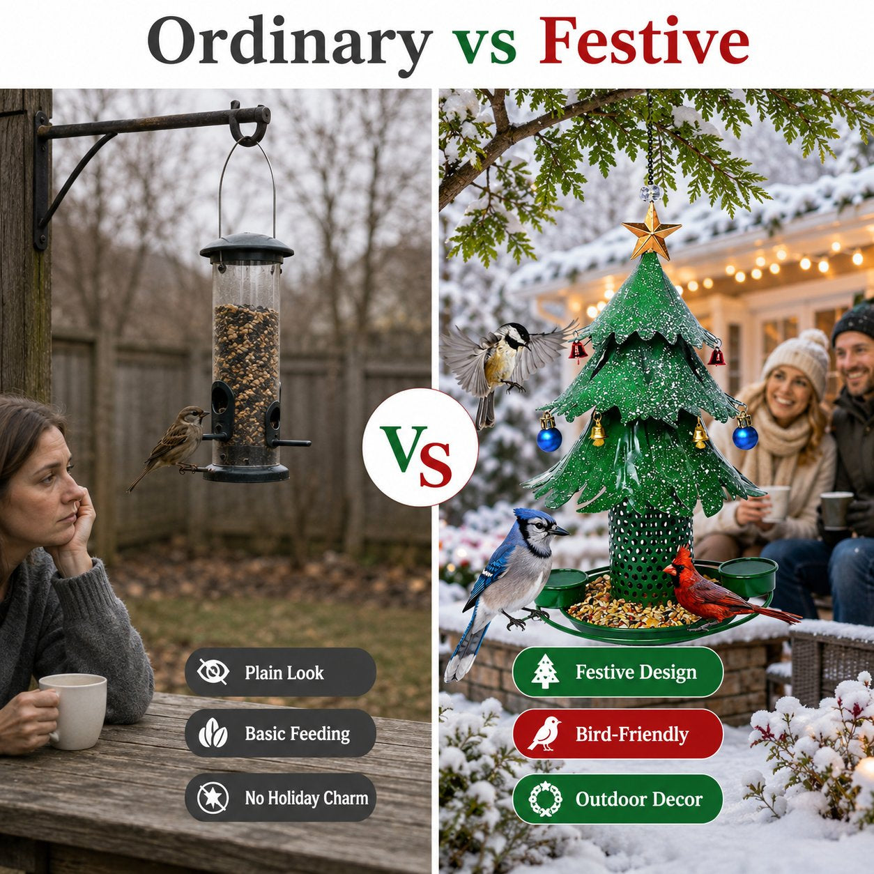 🎄Festive Christmas Tree Hanging Bird Feeder for Winter Garden And Outdoor Decor🐦⬛
