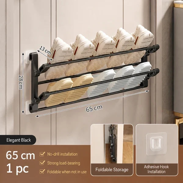 🪑 Foldable Wall‑Mounted Shoe Rack|Space‑Saving Hanging Slipper Holder for Entryway Bathroom RV