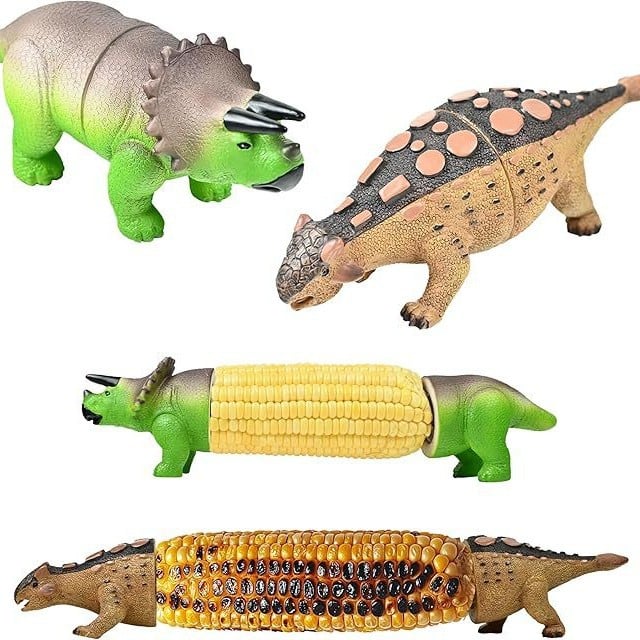 Dinosaur Corn Holders for Corn On The Cob - Funny Corn Cob Holder for Kids and Adults with Stainless Steel Prongs
