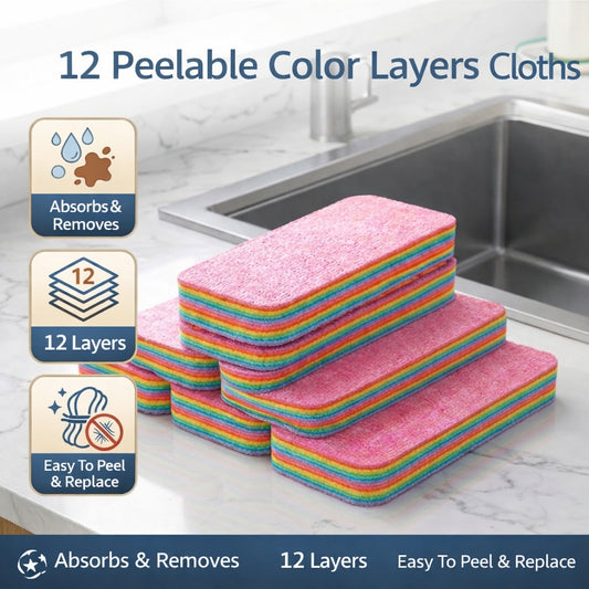 🫧12-Layer Peelable Rainbow Cleaning Sponge Wipes