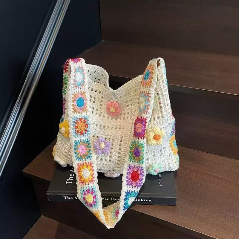 👛Handmade Crochet Floral Aesthetic Tote Bag