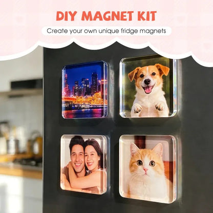 📸 DIY Acrylic Photo Fridge Magnet Kit | Personalized 2 × 2 in Memory Magnets for Home & Gifts