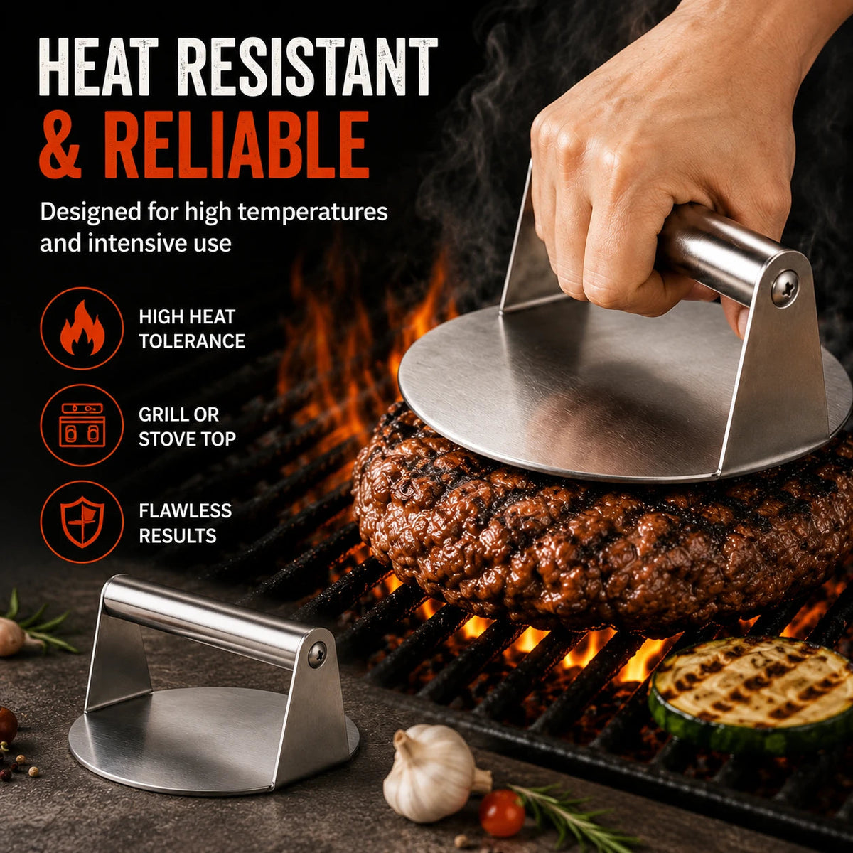 🍔🔥 Stainless Steel Burger Press for Smash Burgers Bacon Steaks and Sandwiches 🥓🥩