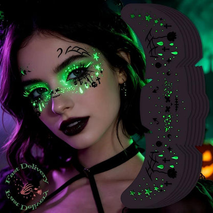 Glow in the Dark Halloween Glitter Freckles Temporary Tattoo Set