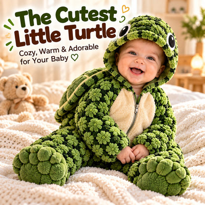 🐢Little Turtle Plush Baby Onesie – 3D Shell Hooded Costume💚✨