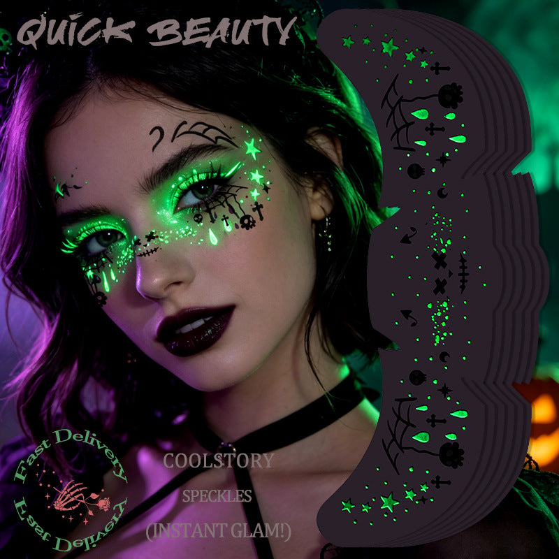 Glow in the Dark Halloween Glitter Freckles Temporary Tattoo Set