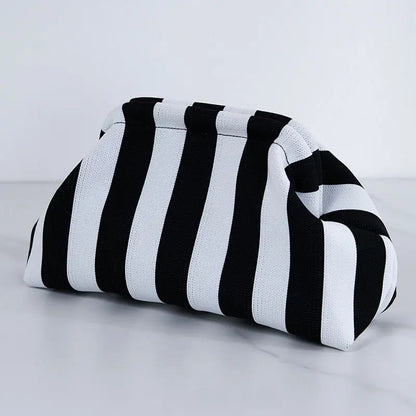 👜 Women’s Striped Crochet Clutch Bag – Lightweight Ruched Woven Makeup Pouch for Travel, Parties & Everyday Style ✨