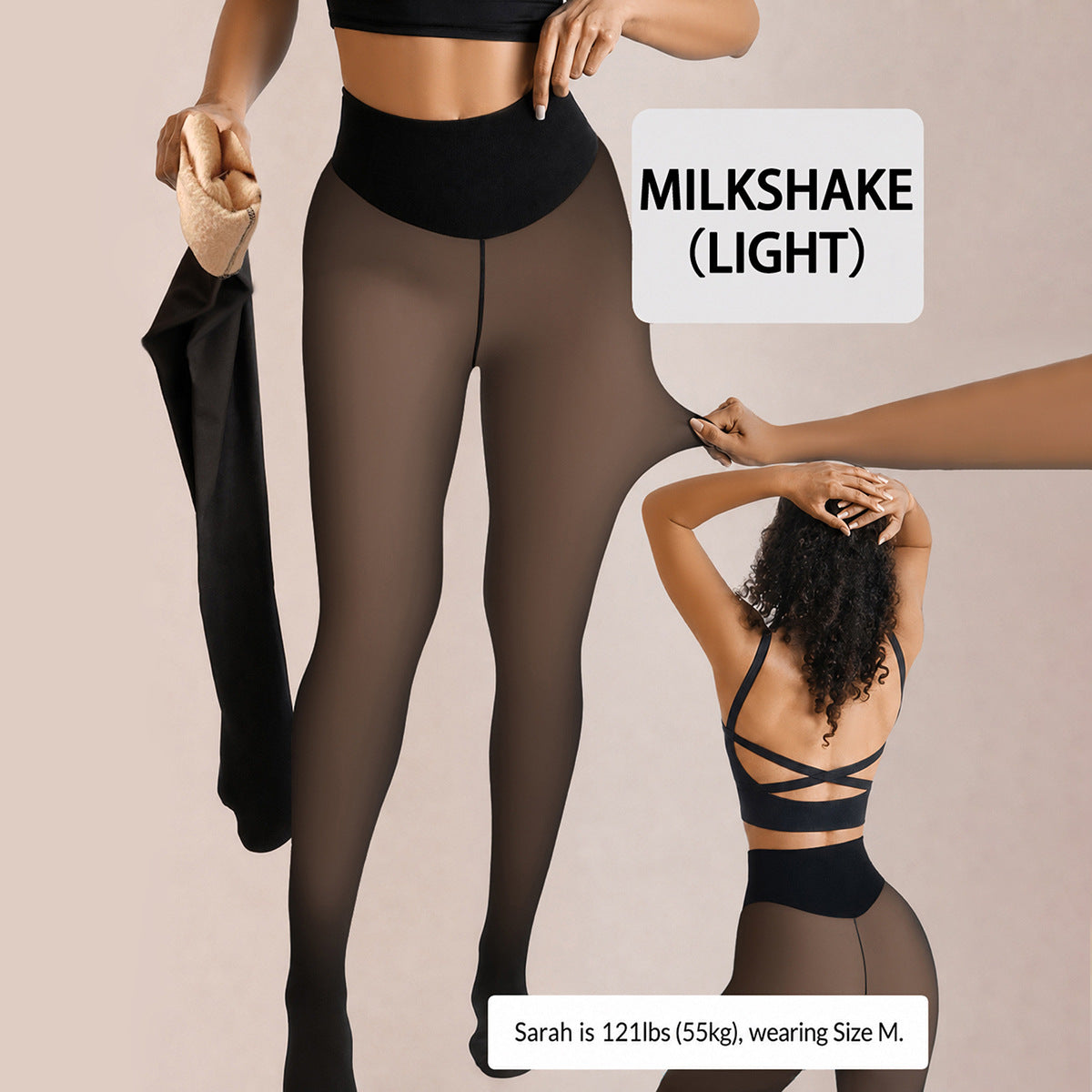 🍑 Flawless Sheer-Look Fleece Tights  Winter Warmth with High-Waist Peach Butt Lift 💃