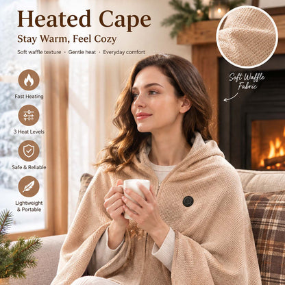 🔥 Wearable Heated Blanket Shawl with 3 Heat Settings | USB Powered Cozy Wrap for Home & Office