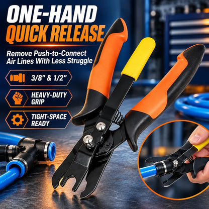 🔧 Heavy-Duty Push-to-Connect Fitting Remover Pliers – One-Hand Air Hose Disconnect Tool for Automotive & Pneumatic Lines ⚡