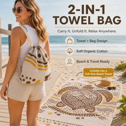 🏖️2-in-1 Convertible Towel & Backpack with Inner Zip Pocket & Sand-Repelling Fabric