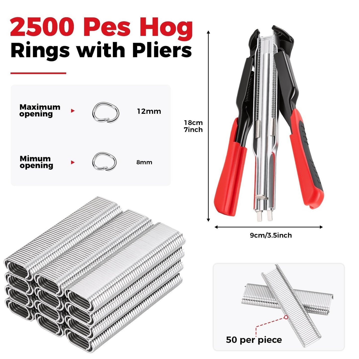 C Clips Hog Ring Pliers Kit – Heavy Duty Fence & Cage Fastening Tool