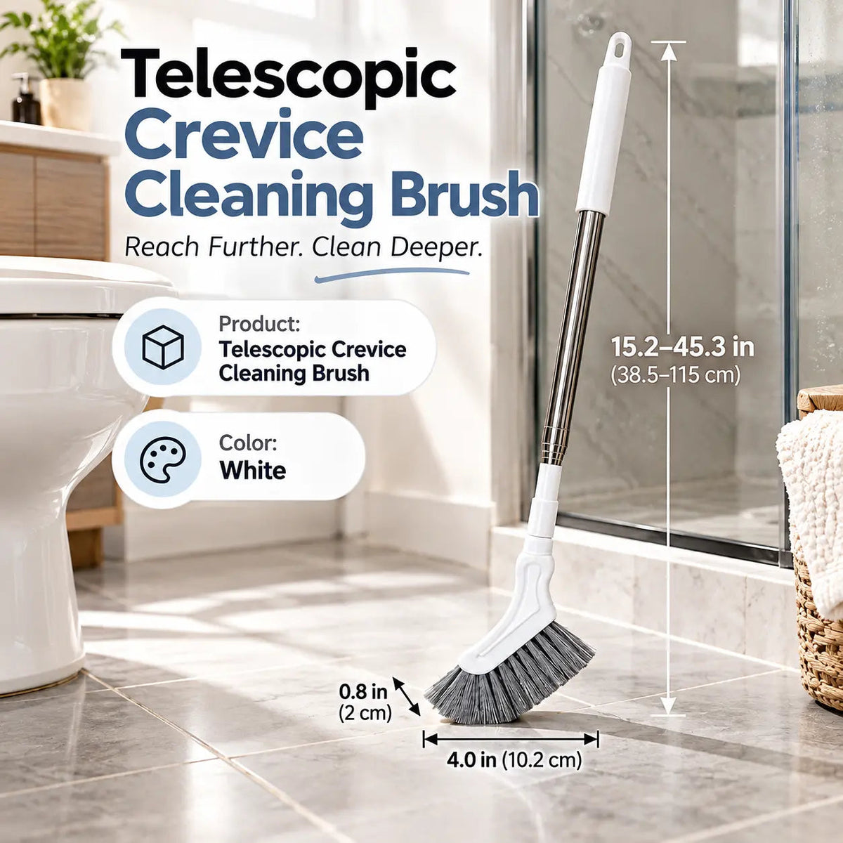 🧹 Telescopic Crevice Cleaning Brush – Long Handle Gap & Corner Scrubber