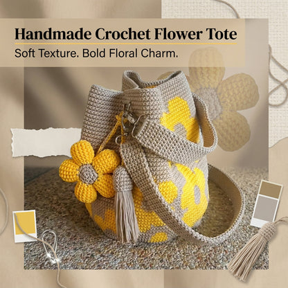 🧵Handwoven Flower Bucket Bag