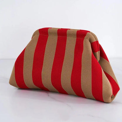 👜 Women’s Striped Crochet Clutch Bag – Lightweight Ruched Woven Makeup Pouch for Travel, Parties & Everyday Style ✨