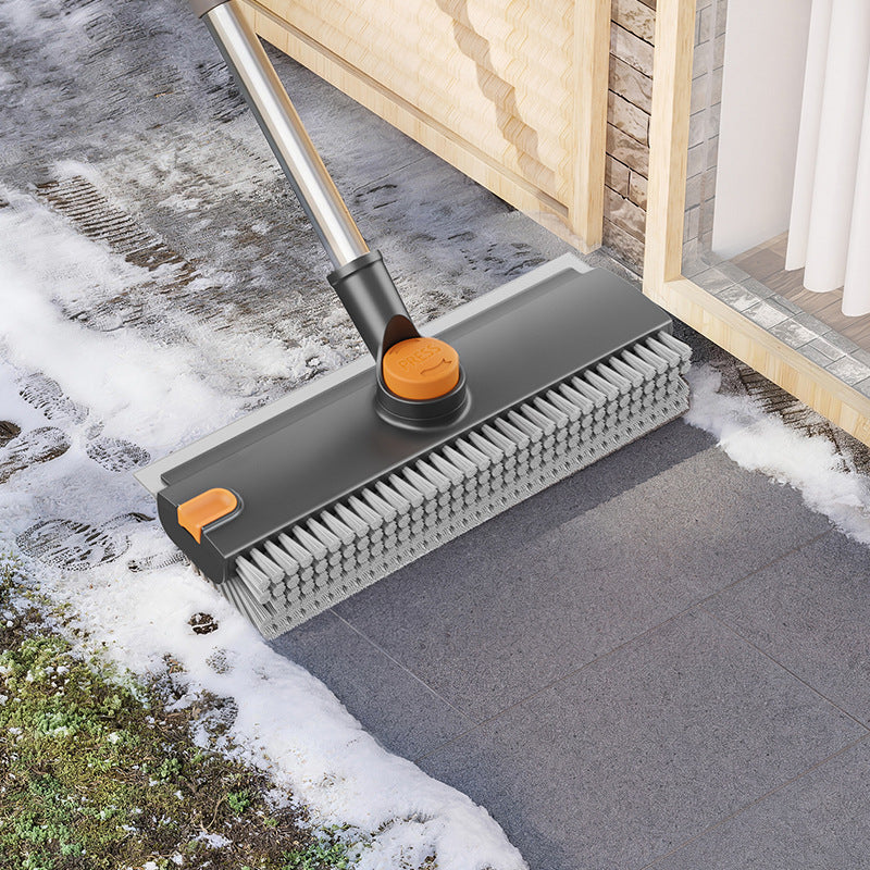 🧹 No-Bend Cleaning | 4-in-1 Adjustable Long Handle Floor Scrub Brush & Squeegee ✨