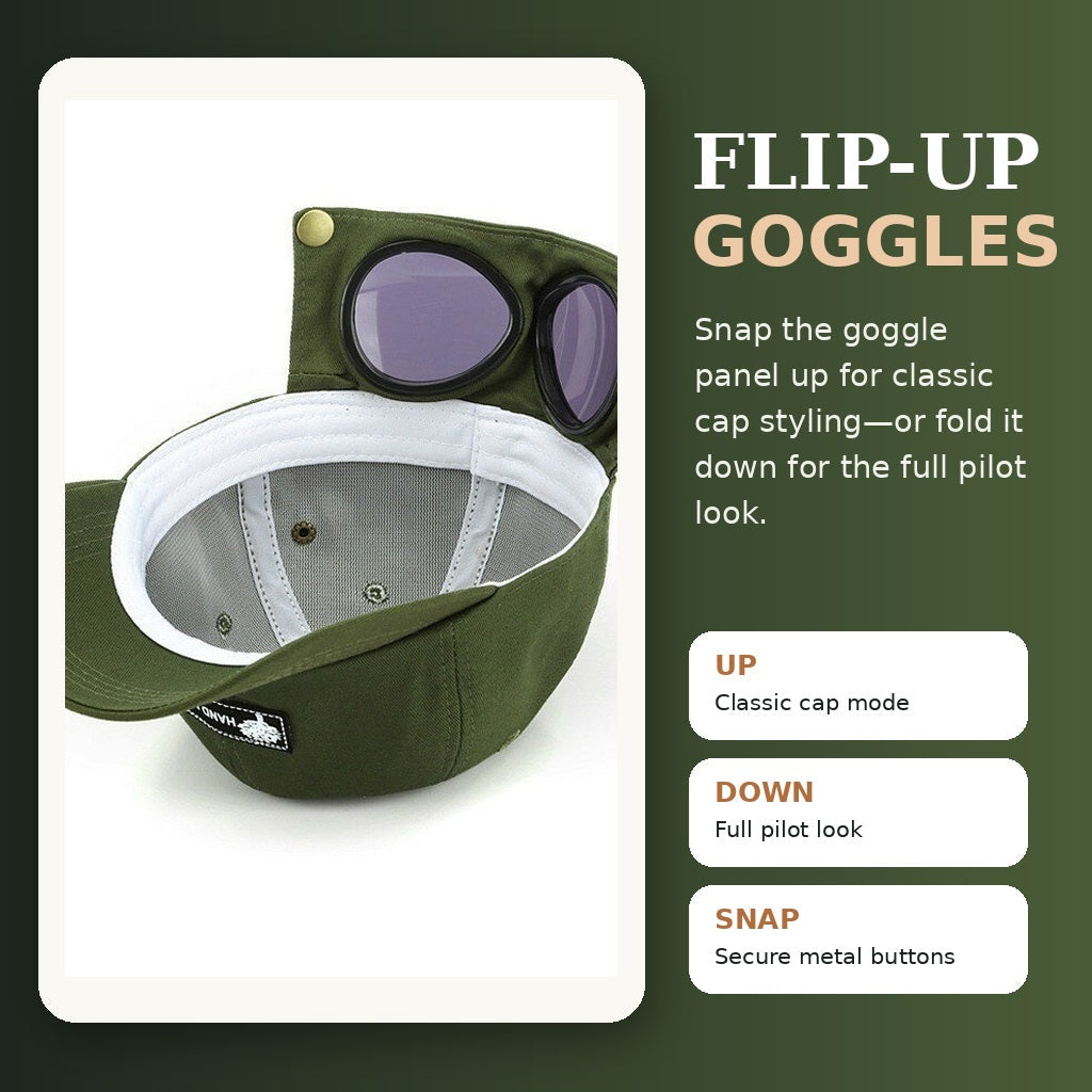 Men's Pilot Goggle Baseball Cap | Vintage Aviator Hat