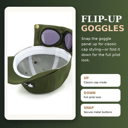 Men's Pilot Goggle Baseball Cap | Vintage Aviator Hat
