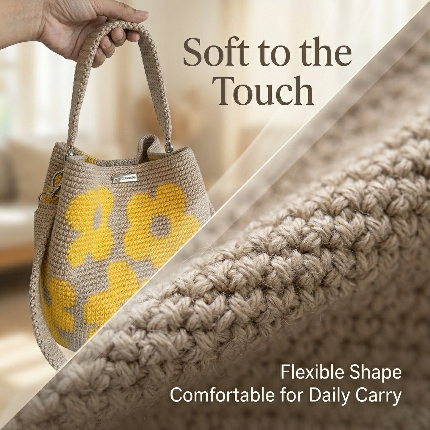 🧵Handwoven Flower Bucket Bag