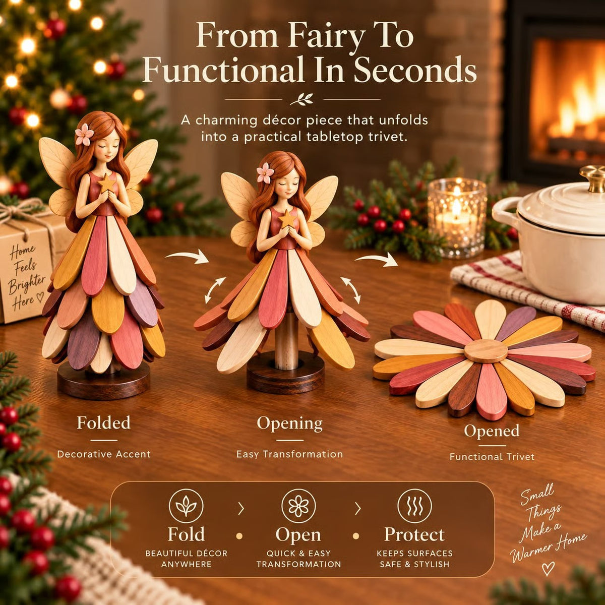 Buy two get one free 🔥Fairy Bloom Folding Trivet Heat Resistant Table Protector with Decorative Fairy Design🧚
