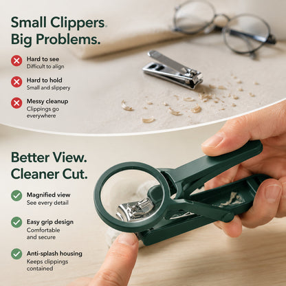 🔍Magnifying Precision Nail Clipper with Anti-Splash Guard & Easy Grip