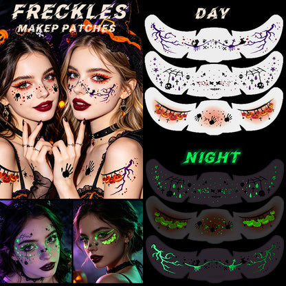 Glow in the Dark Halloween Glitter Freckles Temporary Tattoo Set