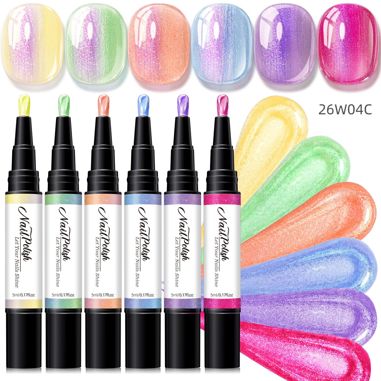 6PCS One-Step Gel Nail Art Pen Set