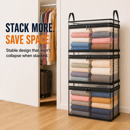 📦📦Large Clear Thick Plastic Storage Box with Hinged Lid, Heavy Duty High Capacity Organizer Bin, Free Shipping for Home Camping Travel Attic Moving-VEX