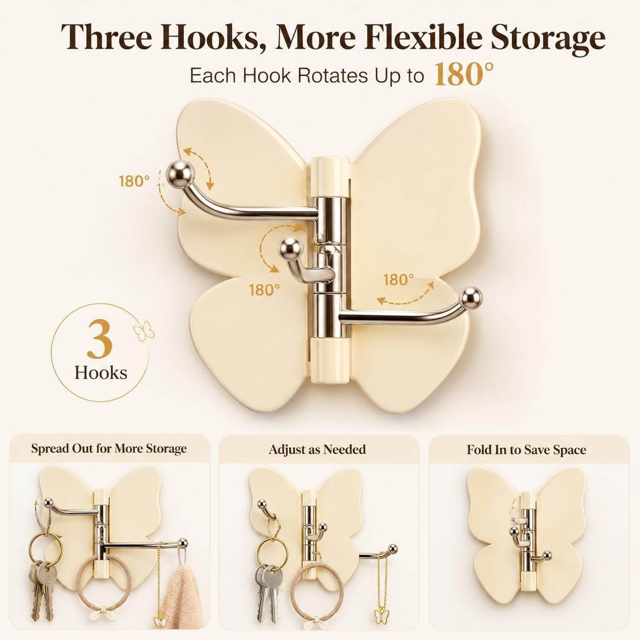 🦋Butterfly Rotating Self Adhesive Hooks