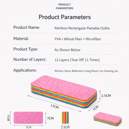 🫧12-Layer Peelable Rainbow Cleaning Sponge Wipes