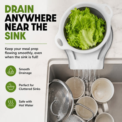🥗 3-Piece Collapsible Colander Set – Self-Draining & Space-Saving Kitchen Strainers ✨