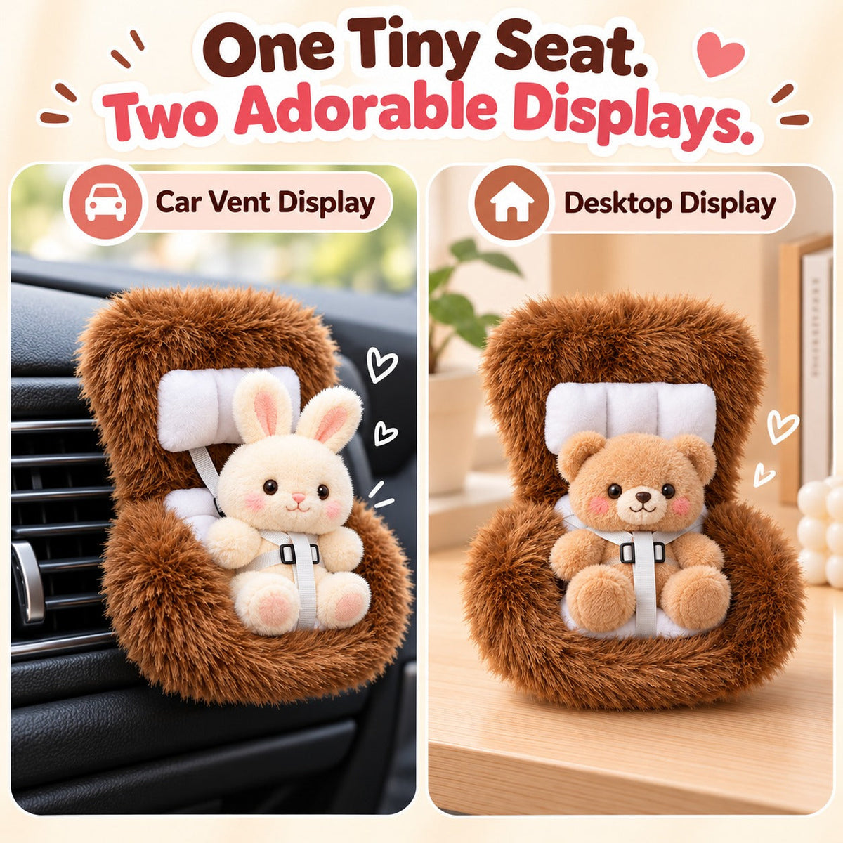 🔥Buy three get one free🐹 Mini Hamster Car Seat & Co-Pilot Feeding Perch – Universal Air Vent Mount & Safety Harness for Small Pets