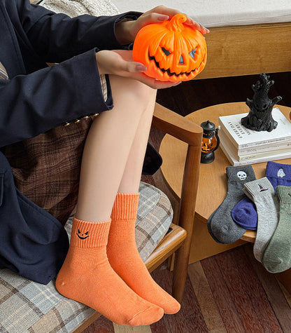 🦇🎃 Spooky-Cute Halloween Embroidered Ankle Socks