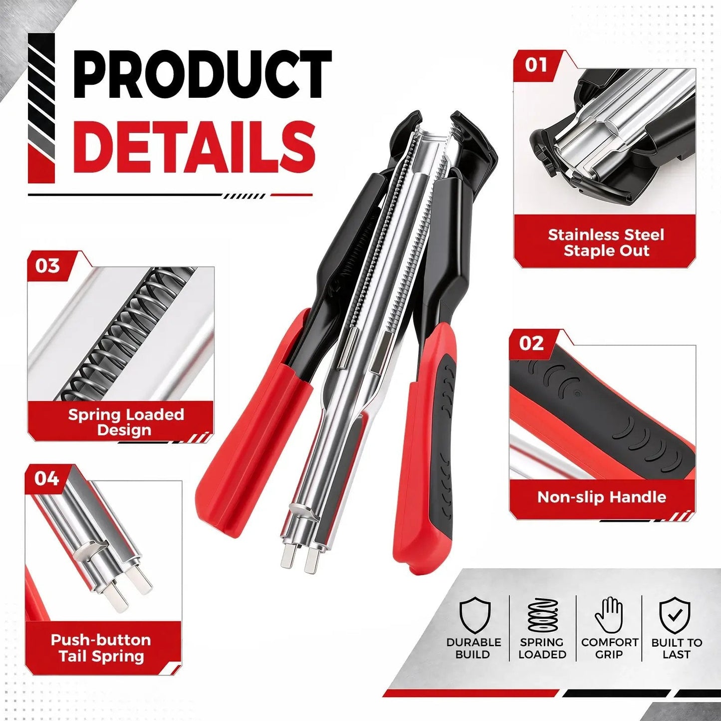 C Clips Hog Ring Pliers Kit – Heavy Duty Fence & Cage Fastening Tool