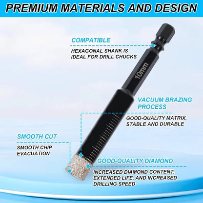 Heavy-Duty Diamond Drill Bit Kit (6 Pcs) - Fast & Precise Hole Saw for Ceramic, Tile & Stone 💎🔥