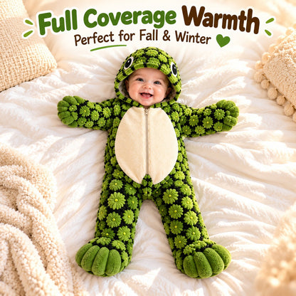 🐢Little Turtle Plush Baby Onesie – 3D Shell Hooded Costume💚✨
