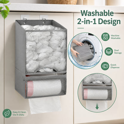 🛍️ 2-in-1 Plastic Bag Holder - Extra Large Bag Saver Dispenser