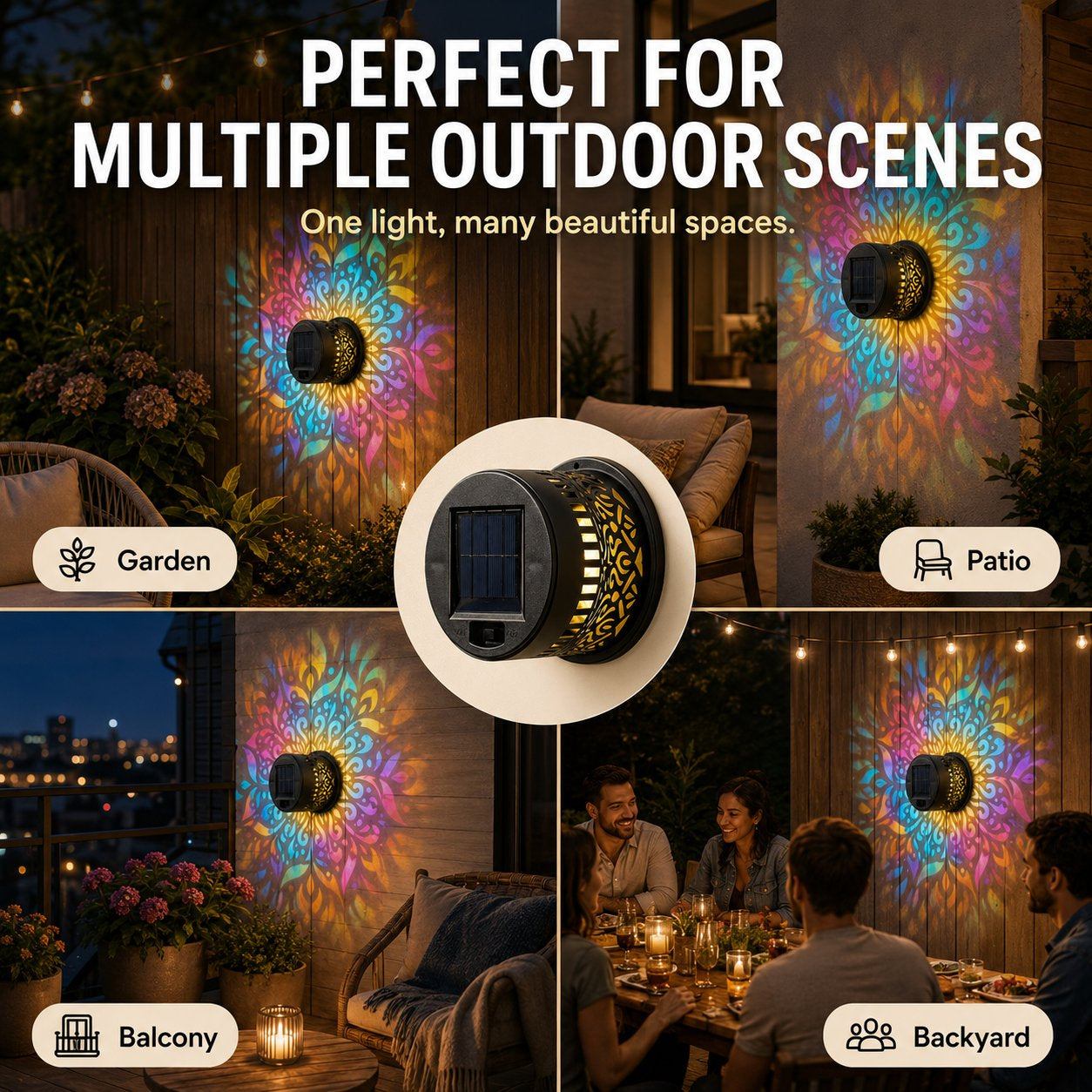 🌞 Solar Mandala Wall Light ✨ Stunning Garden Projection